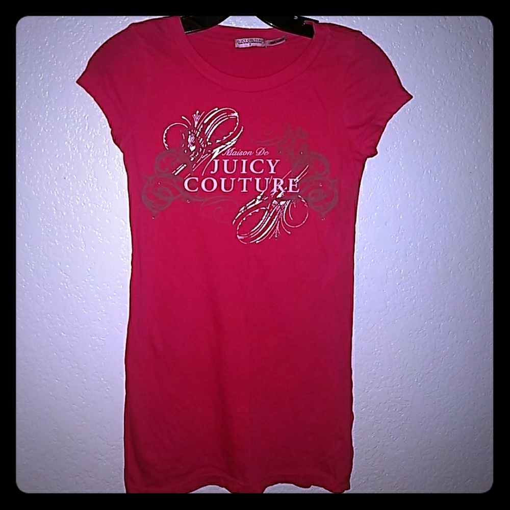 Pink Juicy Couture Rhinestone bling Logo  Fitted Tee